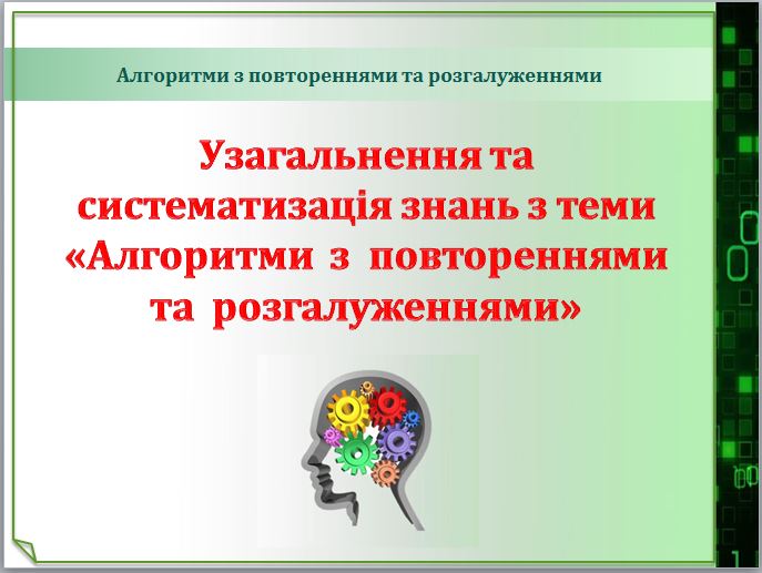 Урок 47. Узагальнення та систематизація знань з теми «Алгоритми  з  повтореннями та  розгалуженнями»